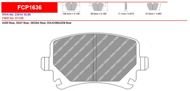 Ferodo DS2500 Rear Brake Pad Set (FCP1636H)