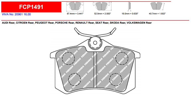 Ferodo DS2500 Rear Brake Pad Set (FCP1491H)