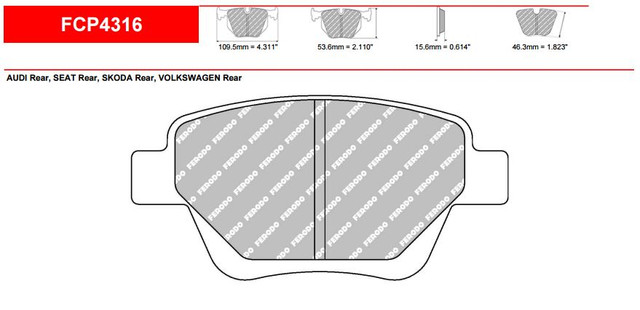 Ferodo DS2500 Rear Brake Pad Set (FCP4316H)