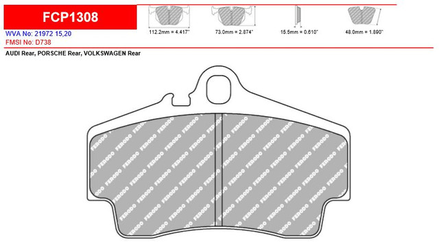 Ferodo DS2500 Rear Brake Pad Set (FCP1308H)