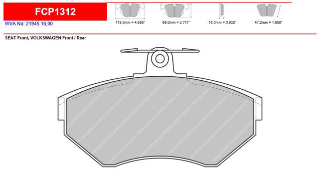 Ferodo DS2500 Front Brake Pad Set (FCP1312H)