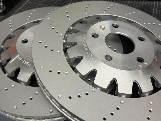 SHW 370x32 OEM Replacement Drilled Brake Discs (TTRS 8J) (Cupra)