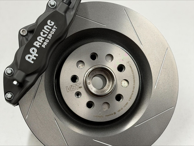 VBT Front Brake Kit - AP Racing Pro Sport 4 Piston Caliper - 323x28mm 1-pc Brake Discs (BK0036R) - RACE USE ONLY - VW Polo GTI 6R / Audi S1 / Golf Mk4 / Audi TT Mk1 / Seat Leon Mk1