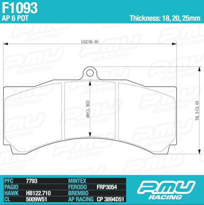 Project Mu H16 Front Brake Pad Set (F1093-H16-18)