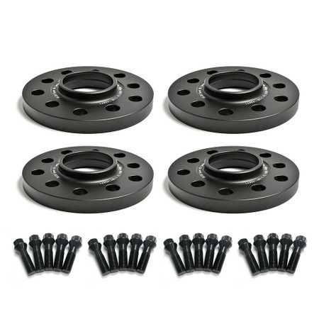 ALLOY WHEEL SPACERS 20mm X 2 BLACK BIMECC + 10 X BOLTS FOR AUDI 5X100 M14X1.5 57 | UK