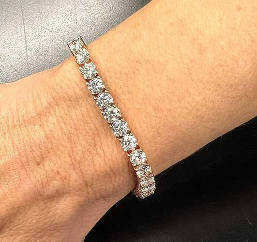Bracelet Tennis En Or Rose 18K Avec Diamants 1,20 Carats - Longueur 7 Pouces - Neuf Avec Certificat