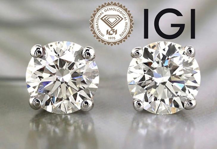 Diamond Stud Earrings Lab Grown IGI 8ct 14K Screwback
