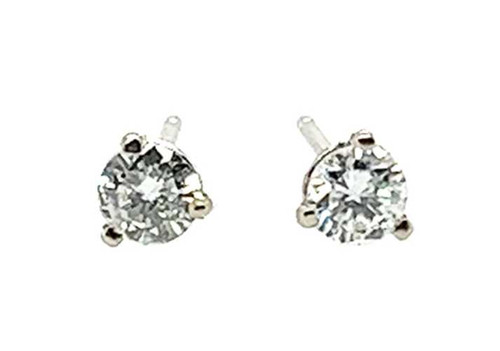 Diamond Stud Earrings Natural Mined .45ct G SI1 Round 3 Prong Martini 14K