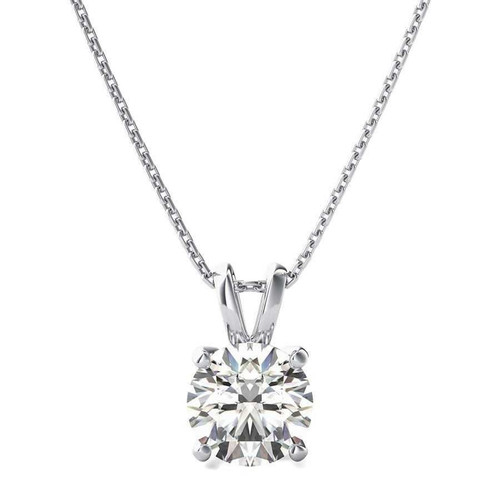  Diamond Solitaire Pendant 1/2 Carat Lab Grown D-E VVS-VS Round Brilliant Sterling Silver 