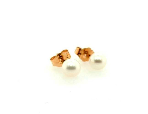  Pearl 14K Yellow Gold Stud Earrings 5mm 