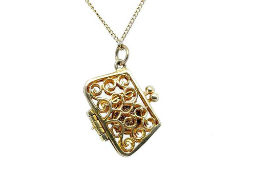 Victorian 9K Yellow Gold Handbag Purse Pendant Charm Antique Original 1890's from England