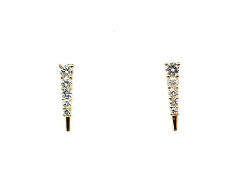 Diamond Stud Graduated Earrings Mined .67ct 14K Yellow Gold F VS