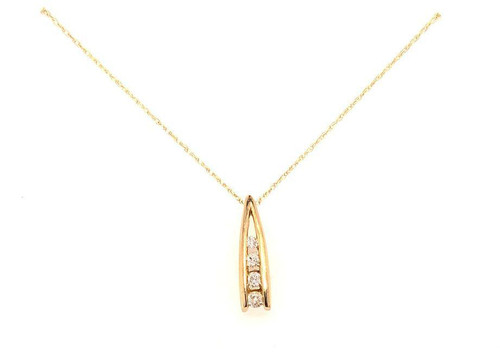 Diamond Pendant Mined .10 Carat Round Brilliant 14K Yellow Gold
