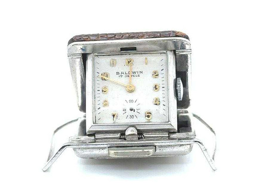 Retro Mid Century Vintage Baldwin Travel Clock Antique Original 1950's 31mm