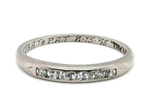 Art Deco Diamond Wedding Ring Band Mined .15ct Palladium Mecklenborg & Gerhardt 1945