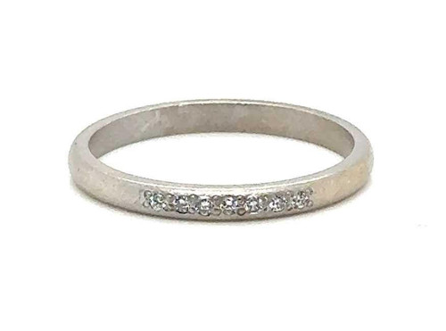 Retro Diamond Wedding Ring Anniversary Band Mined .10ct Platinum Original 1940's-1950's