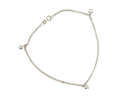 Diamond Star Bracelet Anklet 14K White Gold Worn on the Wrist or Ankle