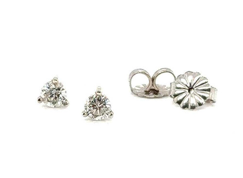  Diamond Stud Earrings Pushback Mined .40ct Round Brilliant Cut 14K White Gold 
