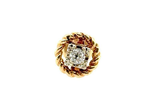  Victorian Single Diamond Stud Earring Mined .10ct Old Mine Screwback Original 1880's 14K 