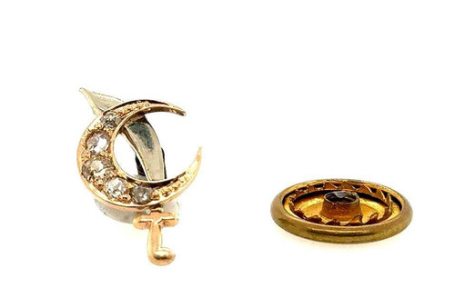  Victorian Shriner's Masonic Diamond Pin Brooch .15ct Old Mine 14K Antique Original 1870's 