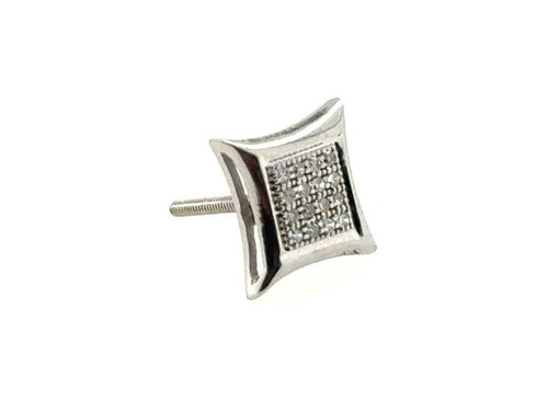  Bling Diamond Single Earring Mined 1ct Look Screwback White Gold 