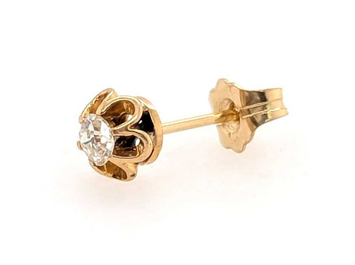 Victorian Single Diamond Stud Earring .15ct Old Mine Mined Original 1890's 14K