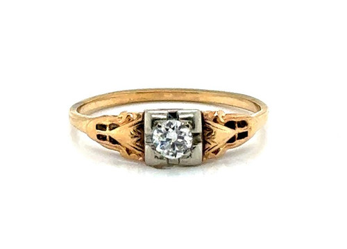  Art Deco Orange Blossom Diamond Engagement Ring .18ct Mined Original 1930's 
