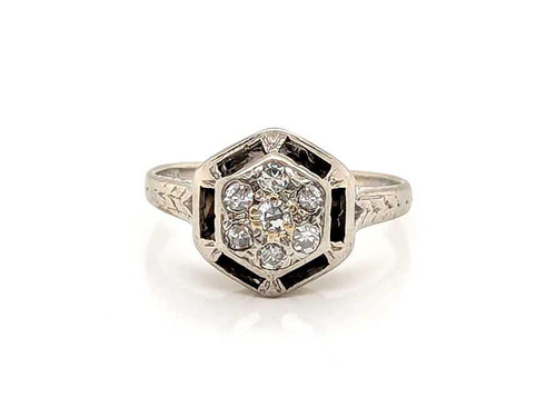  Art Deco Diamond Cocktail Cluster Ring .20ct 18K Original 1920's-1930's 