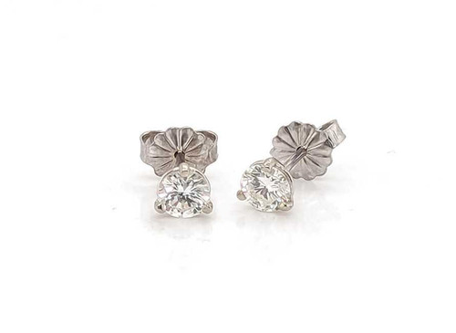  Brand New Diamond Stud Earrings Mined .55ct Round Brilliant Cut 14K White Gold Pushback 