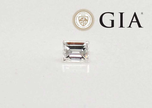 Mined Emerald Rectangular Step Cut Loose Diamond .37ct D SI1 GIA Certified