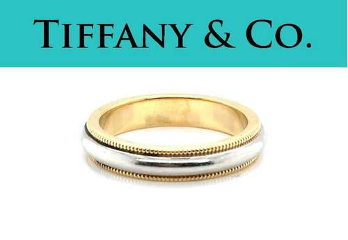  Tiffany & Co Together Milgrain Wedding Band Ring 4mm Platinum 18K MSRP $2,100 