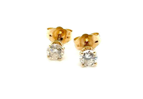  Diamond .50ct Stud Earrings Natural Mined Round 4 Prong Pushback 14K Yellow Gold 
