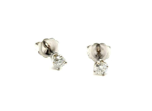  Diamond Stud Earrings Mined .25ct Round Brilliant 14K White Gold Pushback 