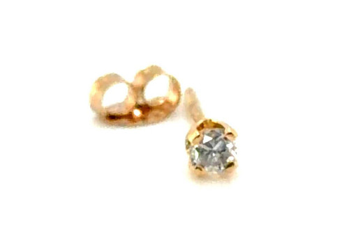 Diamond Single Stud Earring Mined H SI 14K Yellow Gold 4 Prong