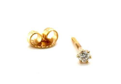  Diamond Single Stud Earring Mined .08ct 14K Yellow Gold Screwback 