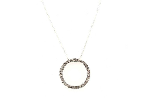 Circle Diamond Slide Pendant Necklace Sterling Silver 1 Carat Mined Diamonds