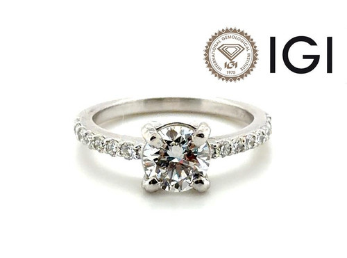 Diamond Engagement Ring IGI Certified D VS1 Ideal Cut 1.29ct Platinum Brand New