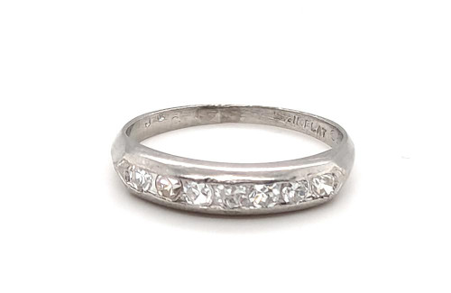  Art Deco Diamond Platinum Wedding Band .45ct 1930's Giant Single Cut 