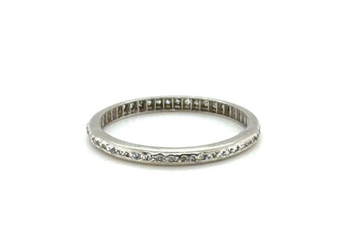  Deco French Cut Diamond Platinum Eternity Band Ring .50ct 1920s Size 5.25 