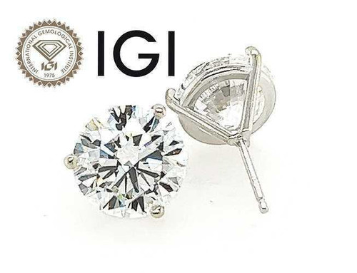 Diamond Stud Earrings 2 Carat D VS1 IGI Certified Lab Grown Ideal 2ct Martini 14K White Gold