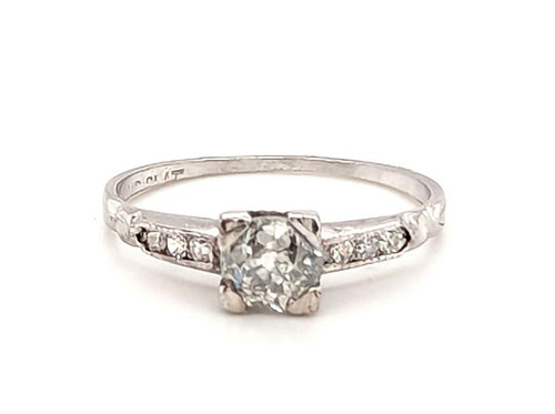 Art Deco Diamond Platinum Engagement Ring .67ct Old Mine Cut Original 1920's