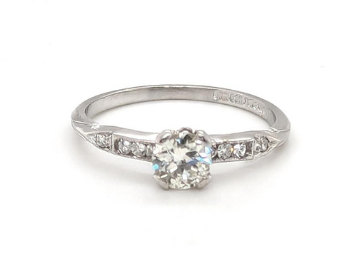 Art Deco Diamond Platinum Engagement Ring .60ct Transitional Cut 1930-1940