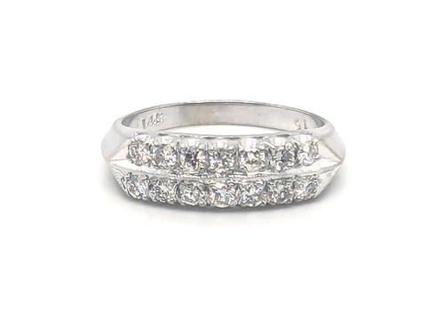 Art Deco Diamond 2 Row Wedding Band Anniversary Ring .50ct Original 1940's 14K