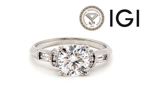  Antique Deco Diamond Engagement Ring 1.20ct D VS1 Ideal Platinum Genuine 1930's 