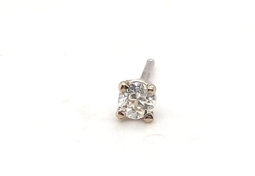 Victorian Single Diamond Stud Earring Mined .125ct Old Mine Cut Original 1890's