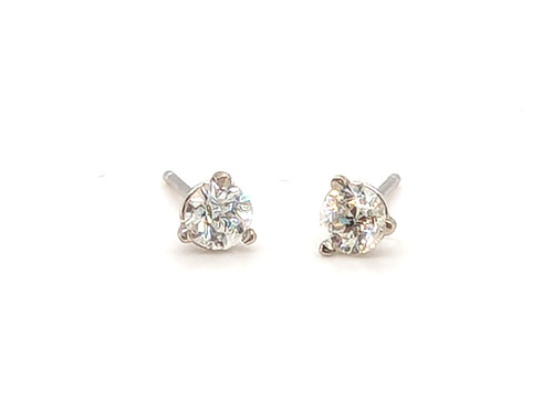 Old European Art Deco Diamond Stud Earrings .50ct Mined 14K Original 1920's