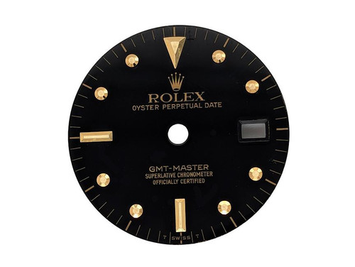 Authentic Rolex GMT Black Dial Non Quick Nipple Gold Markers 1675 NOS