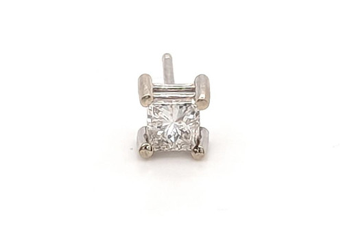 Diamond Single Stud Earring Princess Pushback Mined .30ct F-G SI1 14K White Gold
