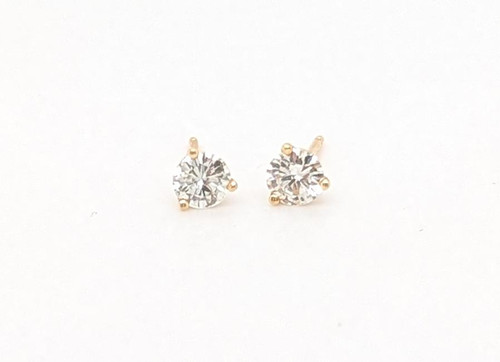 Diamond Stud Earrings Mined RBC F SI1 .54ct 14K Yellow Gold 3 Prong Martini 