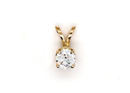  Diamond Solitaire Pendant Necklace .36ct Mined D-E SI2 RBC 14K Yellow Gold 